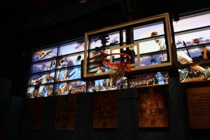 Kids (and adults) can shoot hoops while surrounded with some of the best college basketball images.  